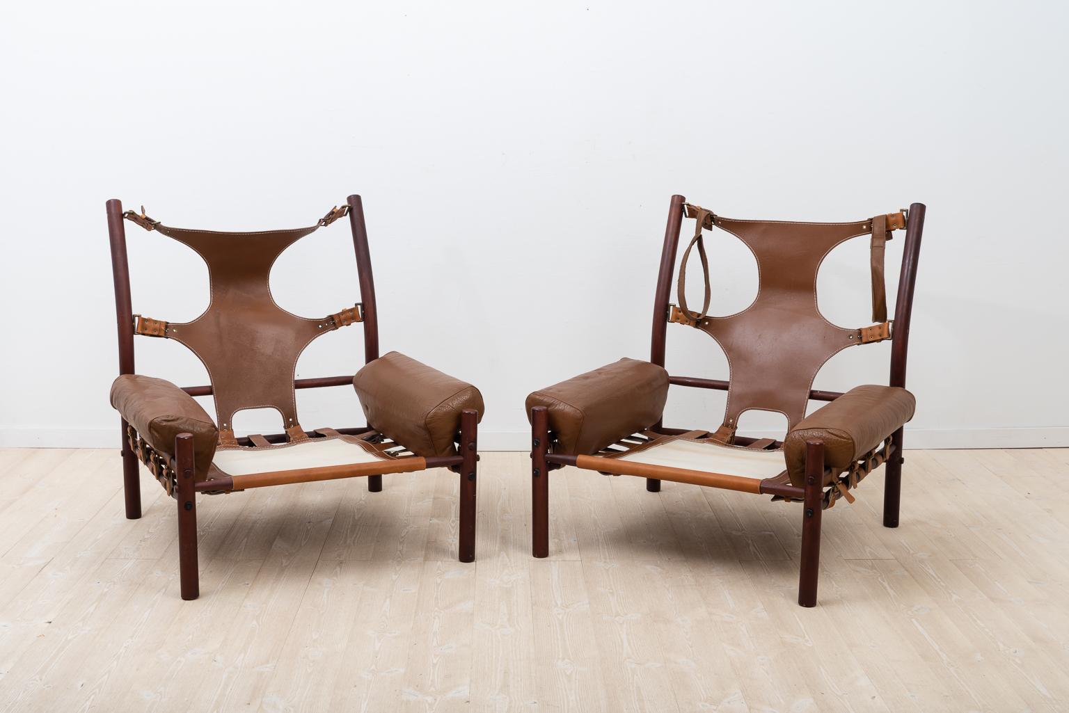 Inca Armchairs with Appurtenant Ottoman by Arne Norell 4