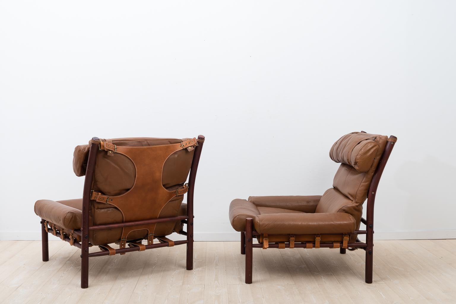 20th Century Inca Armchairs with Appurtenant Ottoman by Arne Norell