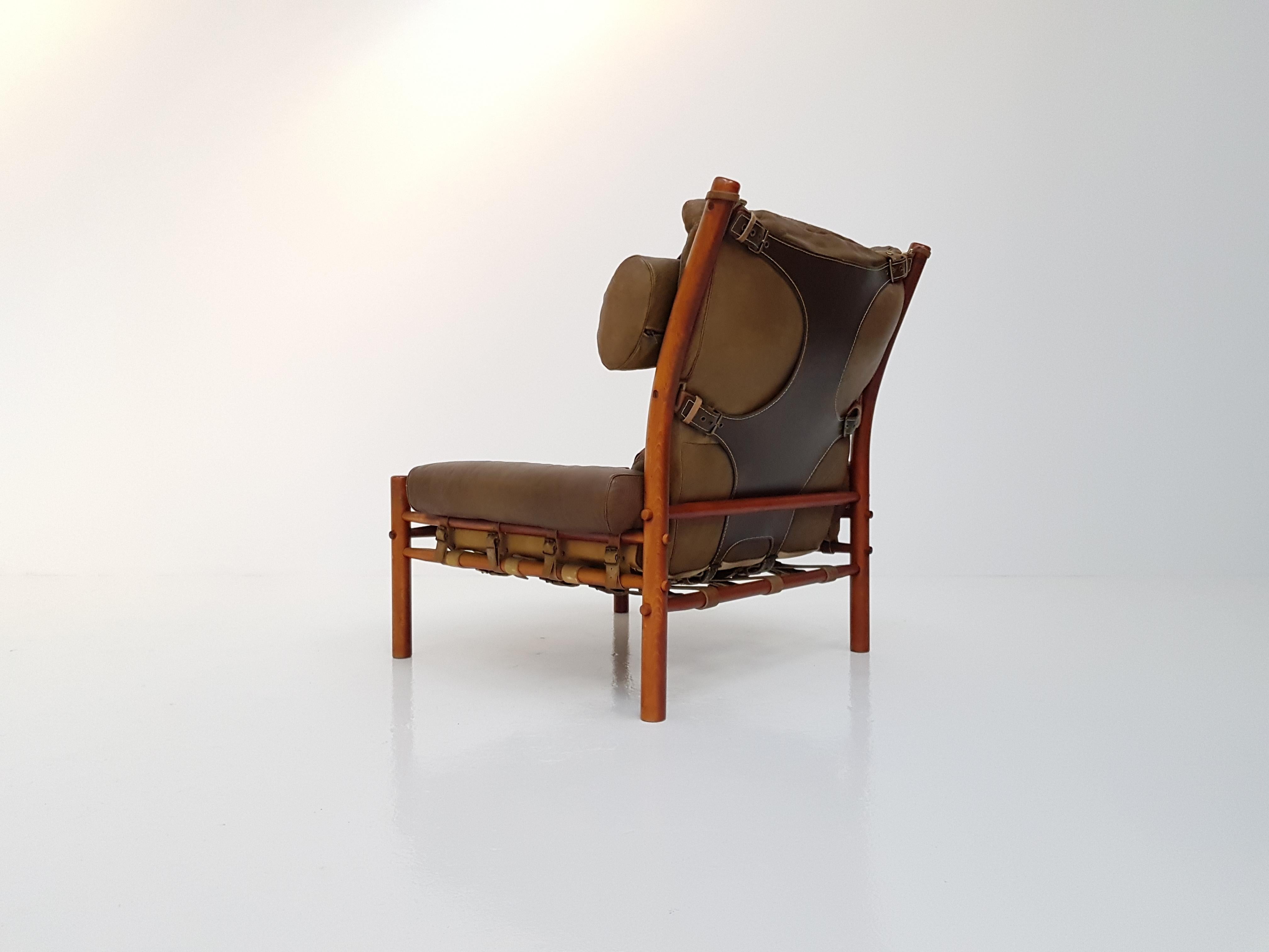 Mid-Century Modern Inca Chair and Footstool by Swedish Designer Arne Norell for Norell Möbler