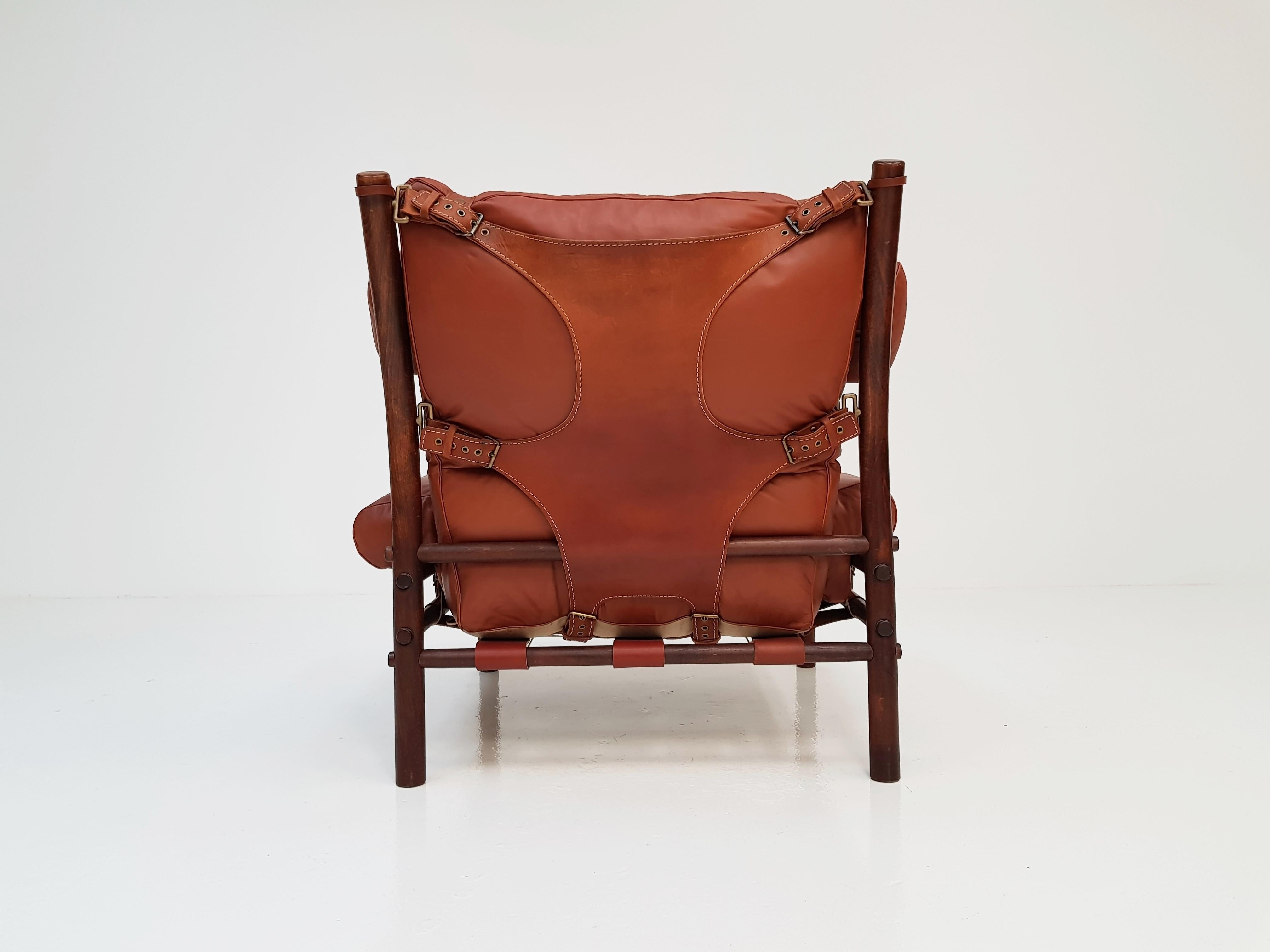 Leather Inca Chair and Footstool by Swedish Designer Arne Norell for Norell Möbler