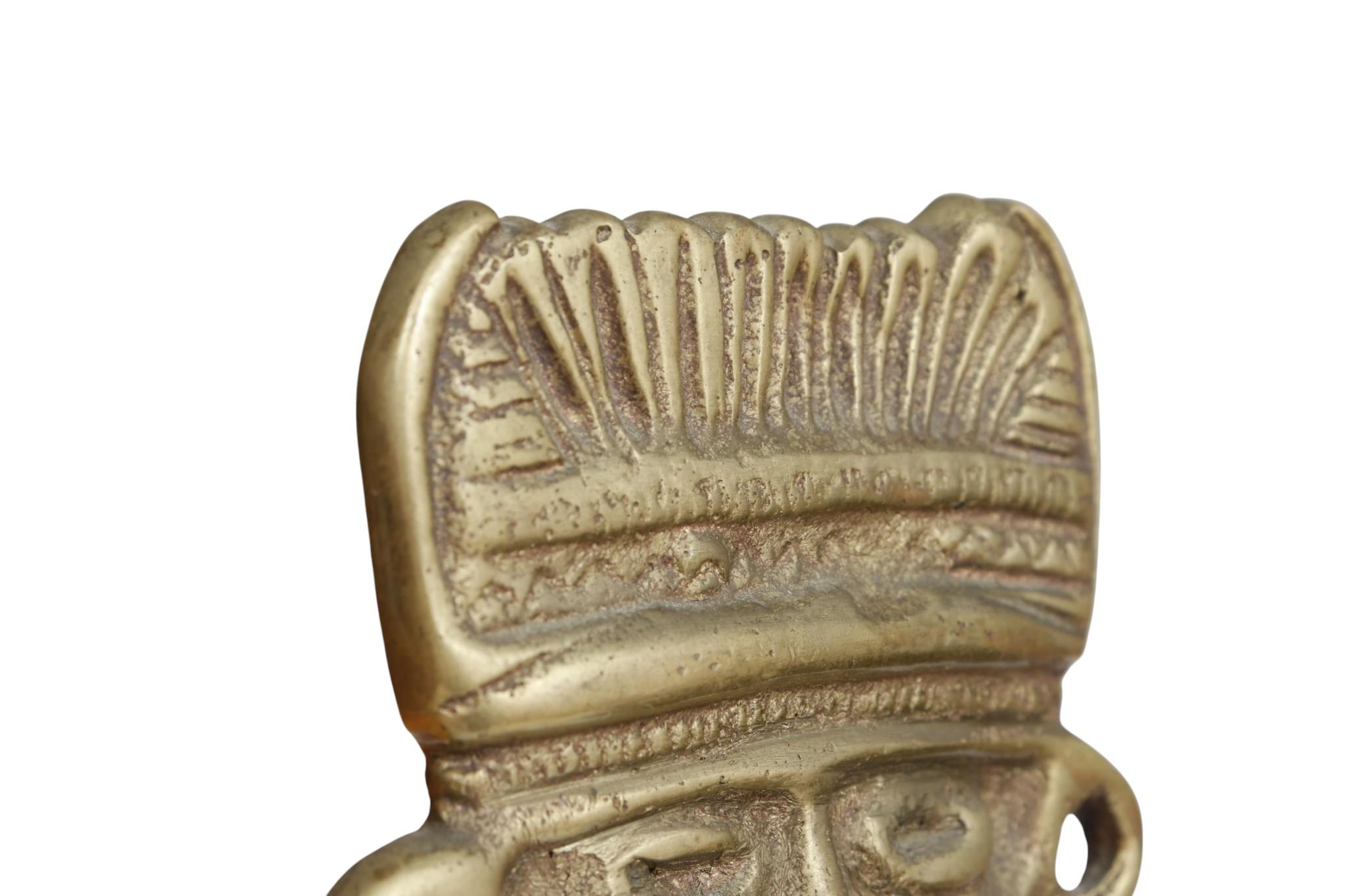 Par de Sujetalibros de Latón con Deidad Inca en Bueno estado para la venta en Bradenton, FL