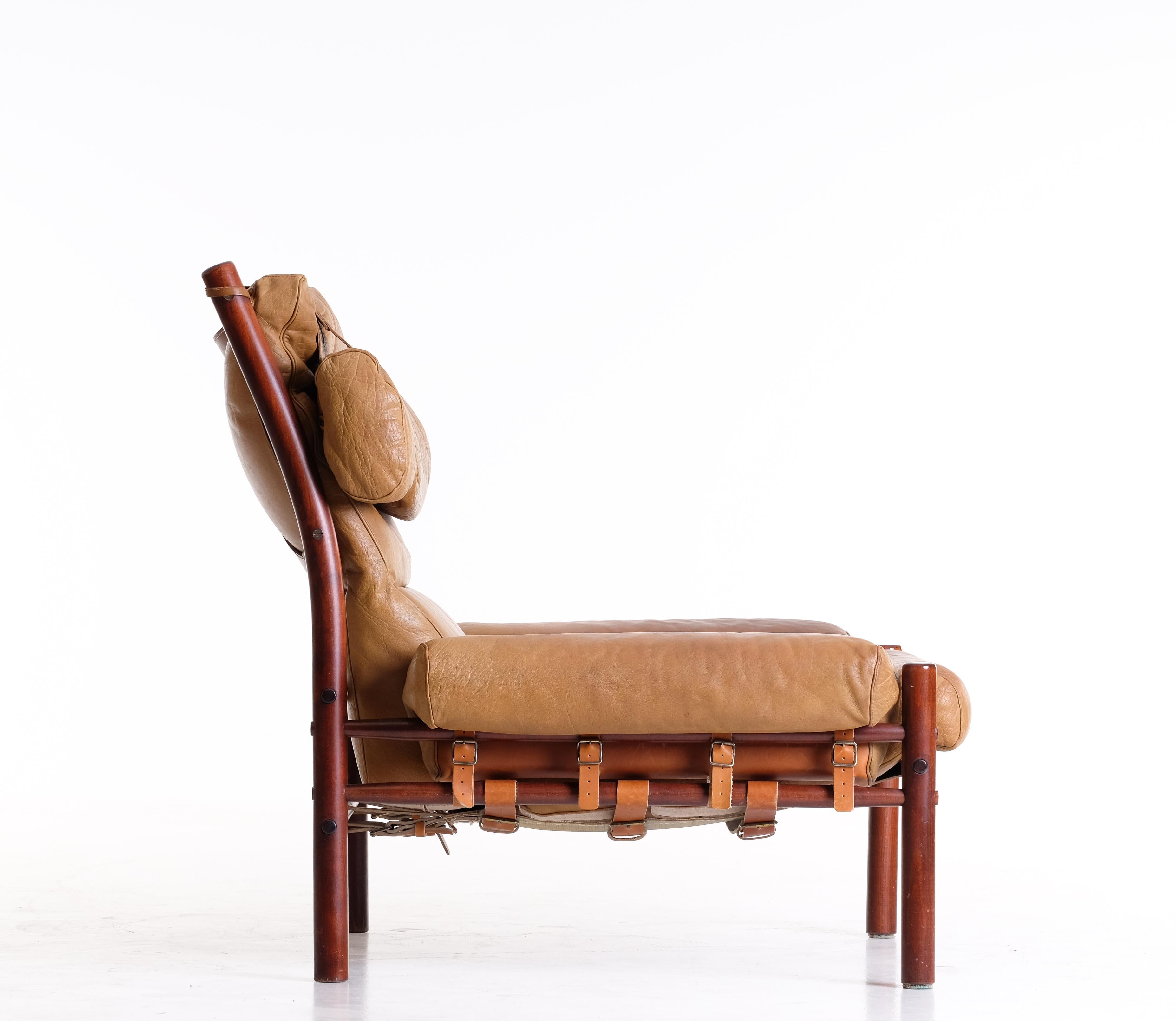 Brass Inca Easy Chair by Arne Norell, 1970s For Sale