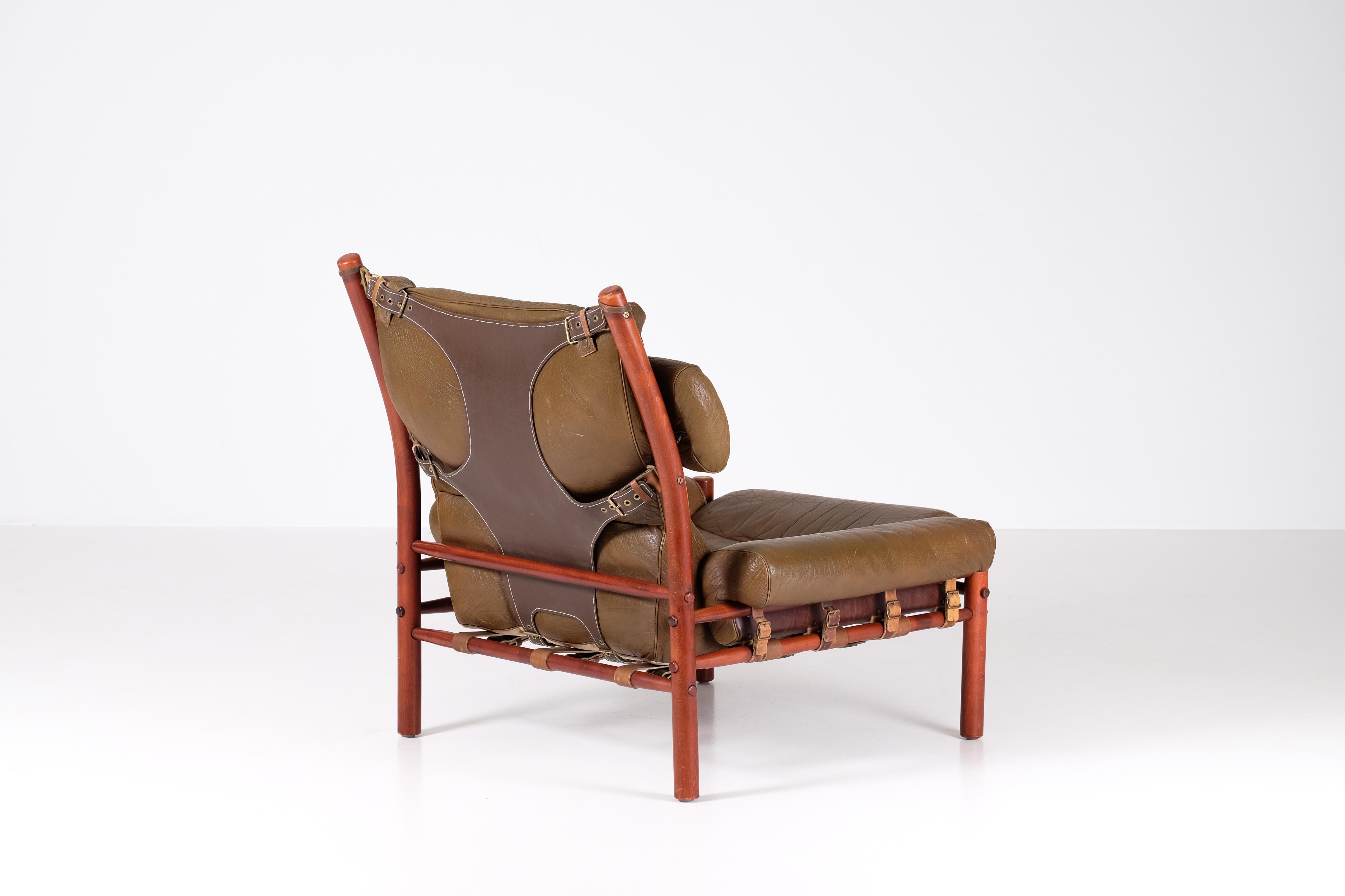 Brass Inca Easy Chair by Arne Norell, 1970s For Sale