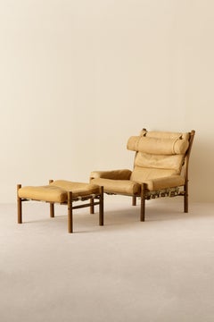 Inca Easy Chair with Ottoman by Arne Norell, 1970s