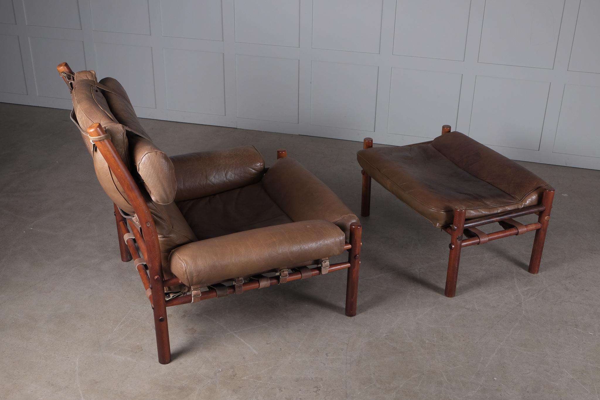 Late 20th Century Inca Easy Chair with Ottoman by Arne Norell, 1970s