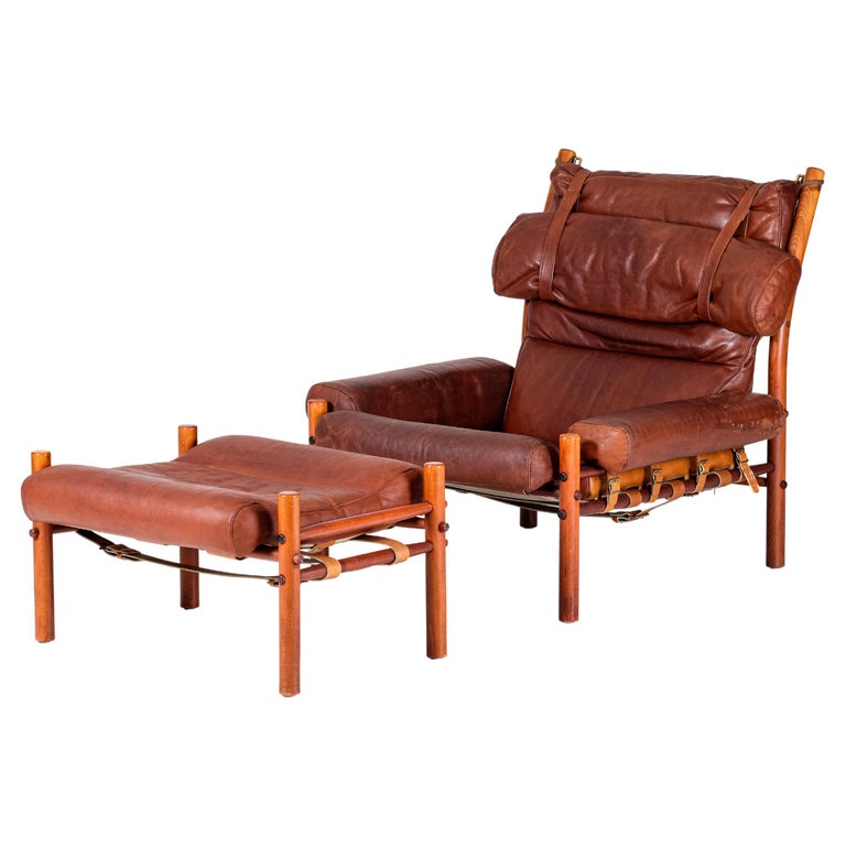 Inca Easy Chair with Ottoman by Arne Norell, 1970s For Sale at 1stDibs