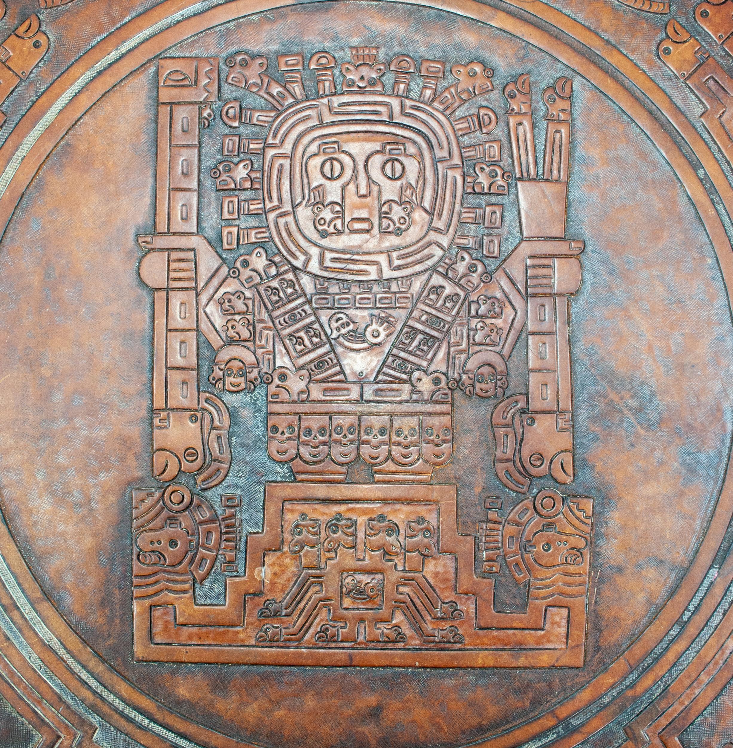 Mexican Angel I. Pazmino -  Leather Top Coffee Table 