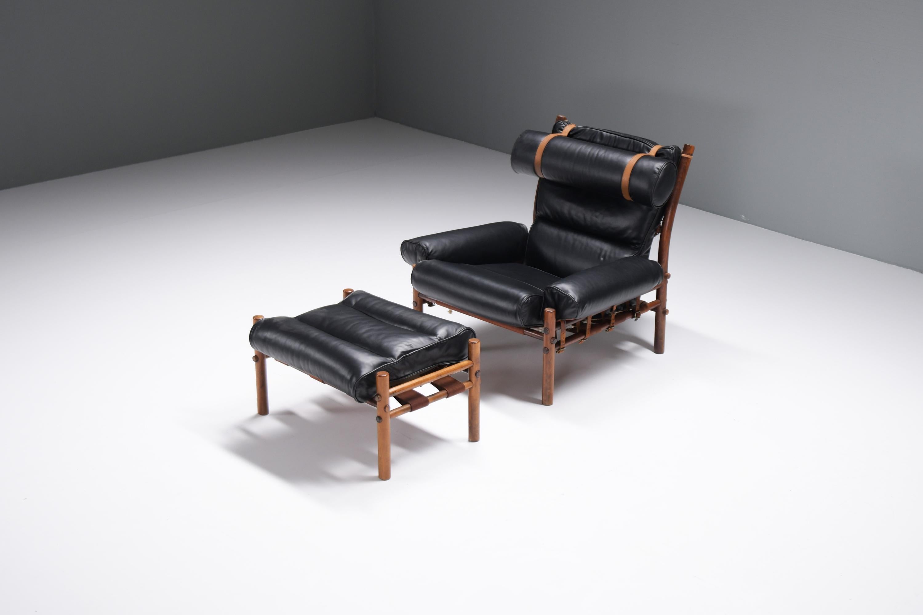 Inca lounge chair with ottoman in leather - Arne Norell - Norell Möbel AB Aneby For Sale 10