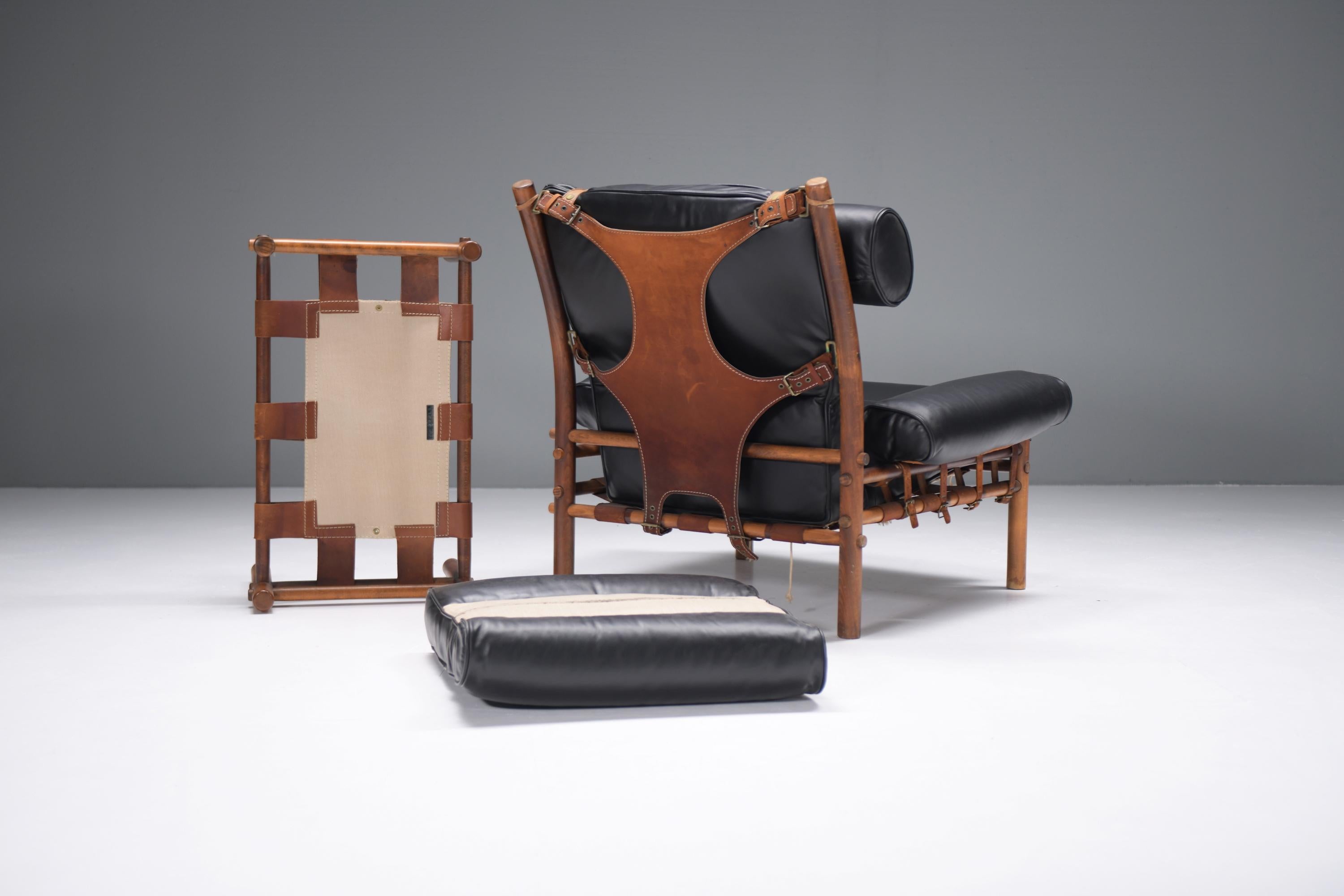 20th Century Inca lounge chair with ottoman in leather - Arne Norell - Norell Möbel AB Aneby For Sale