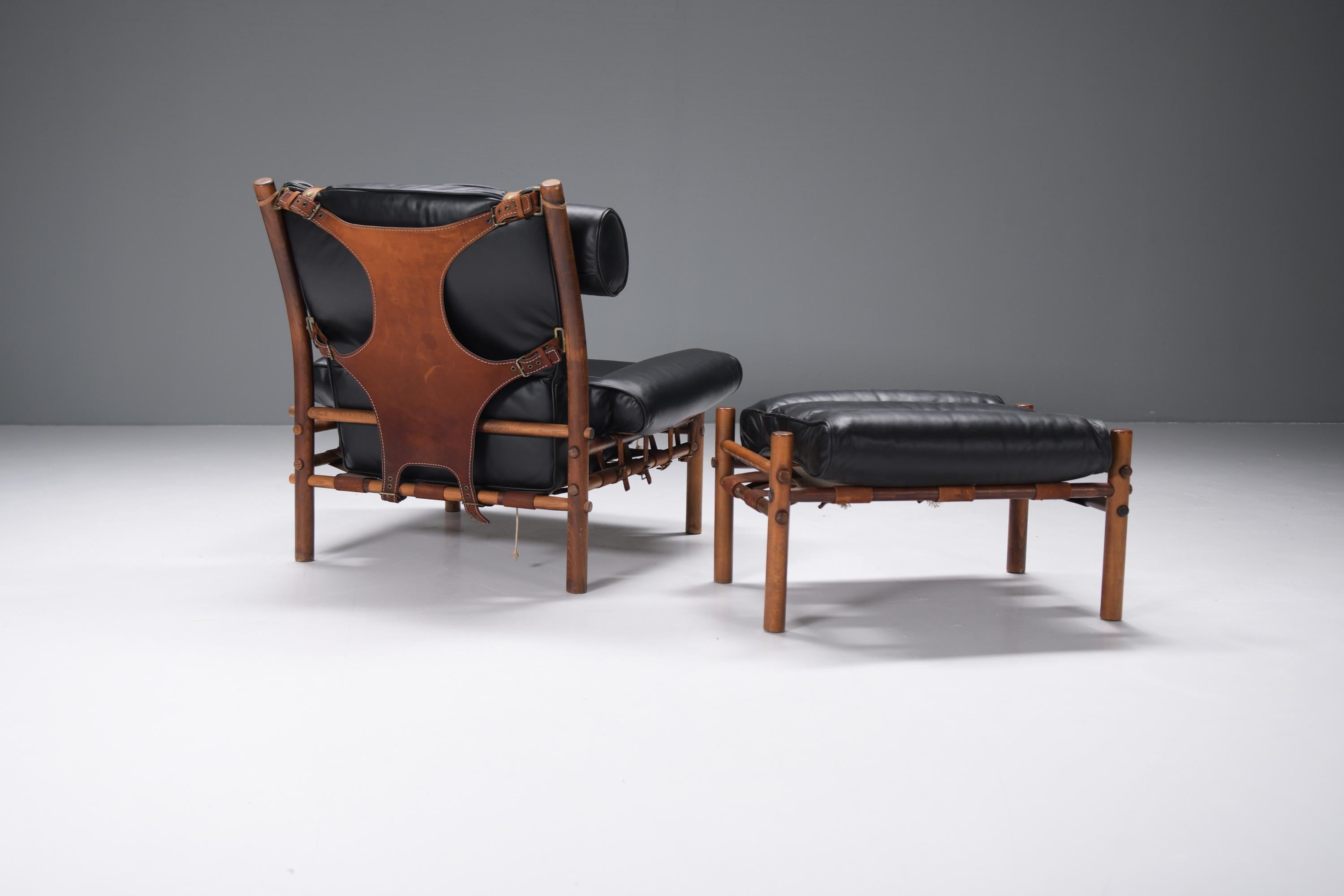 Inca lounge chair with ottoman in leather - Arne Norell - Norell Möbel AB Aneby For Sale 2