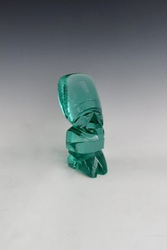 Inca Mayan Finely Polished Green Glass Tiki Statue