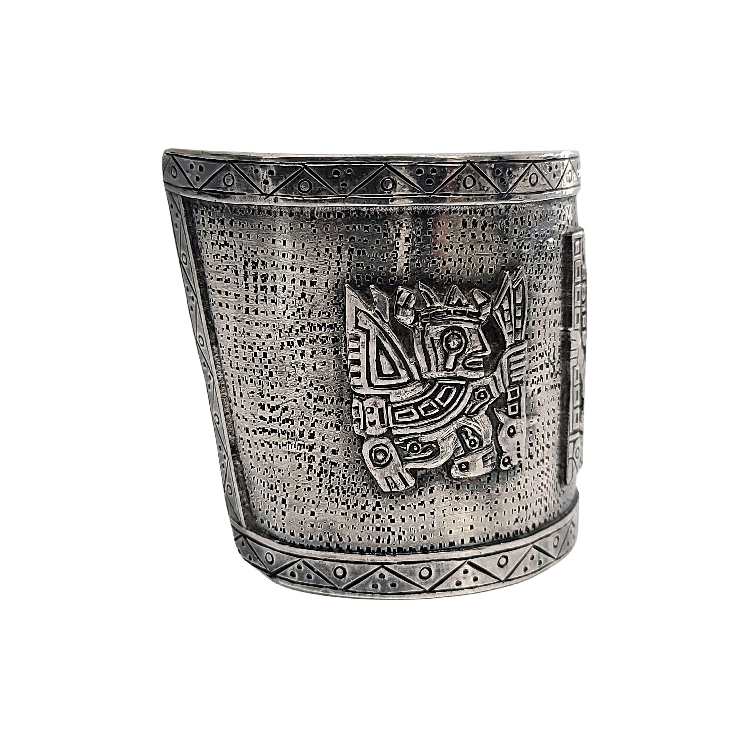 Bracelet manchette Inca en argent sterling avec motif du Pérou 1