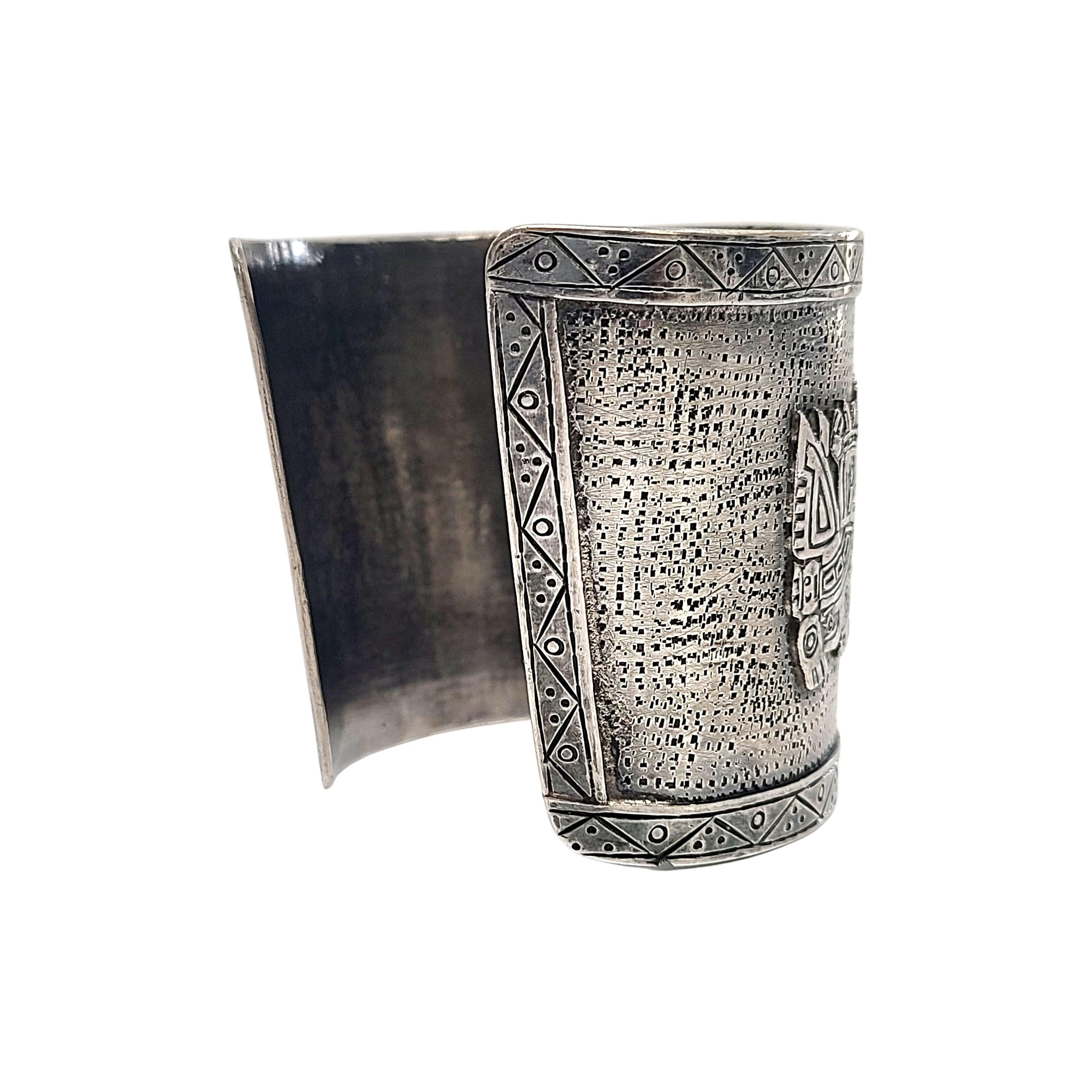 Bracelet manchette Inca en argent sterling avec motif du Pérou 2