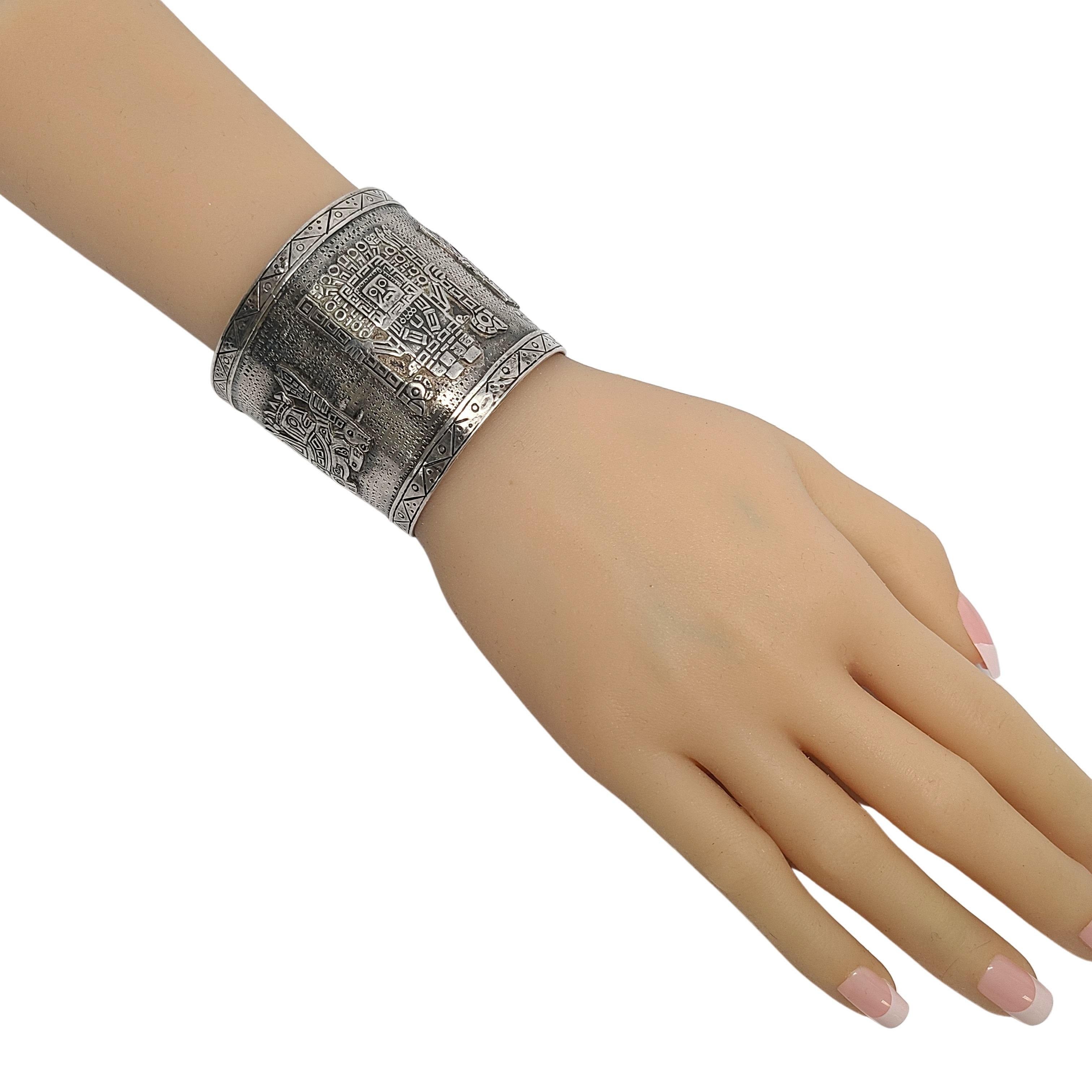 Bracelet manchette Inca en argent sterling avec motif du Pérou 5