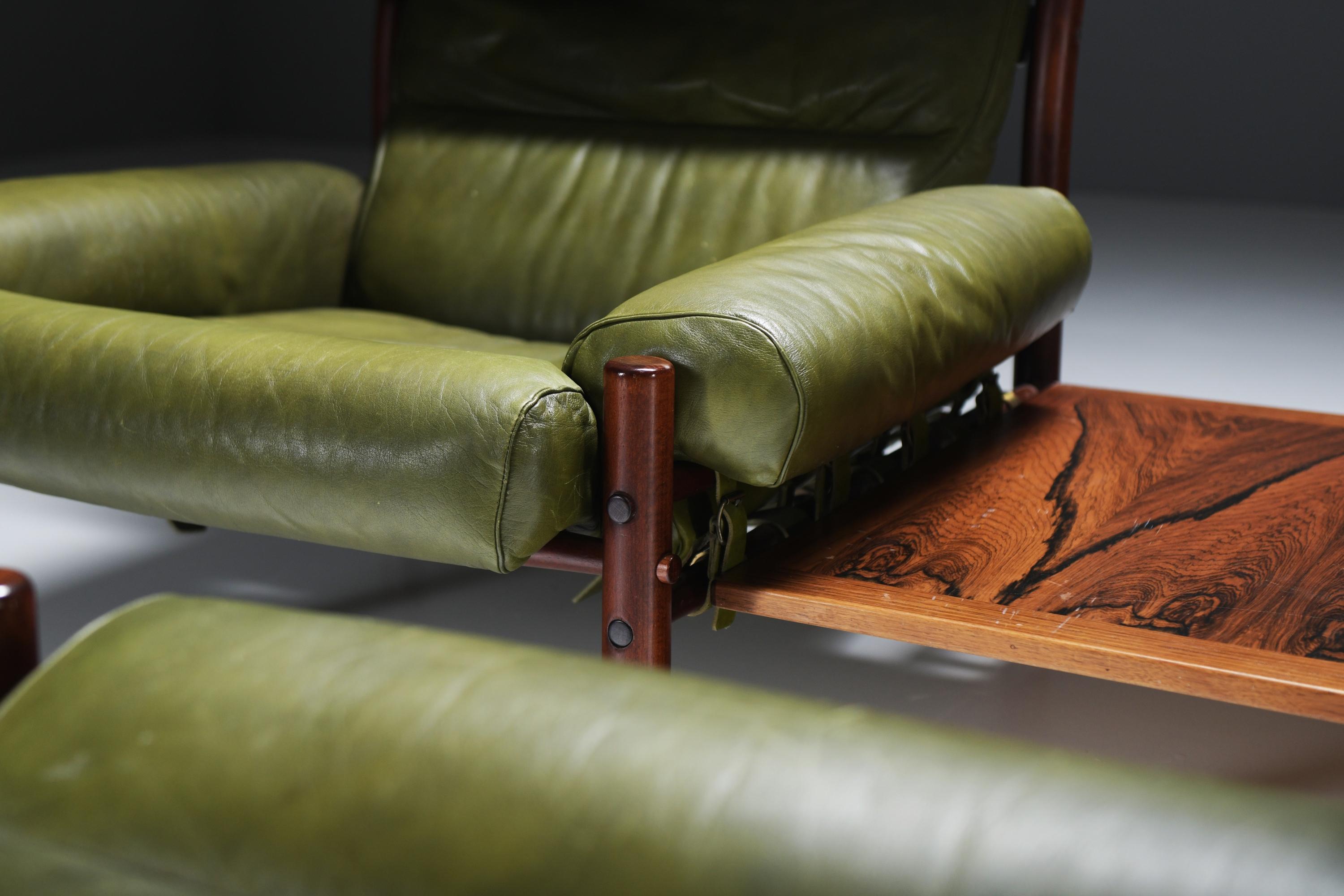 20ième siècle Fauteuils relax Inca avec ottoman et table d'appoint par Arne Norell pour Norell Möbel AB en vente