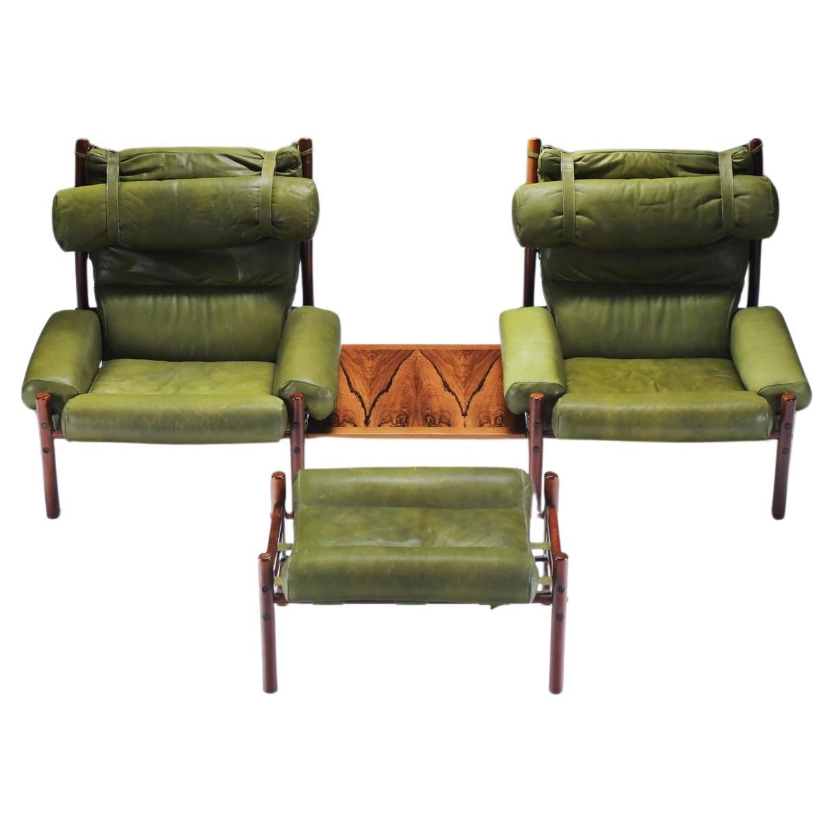 Inca relax chairs with ottoman & sidetable by Arne Norell for Norell Möbel AB