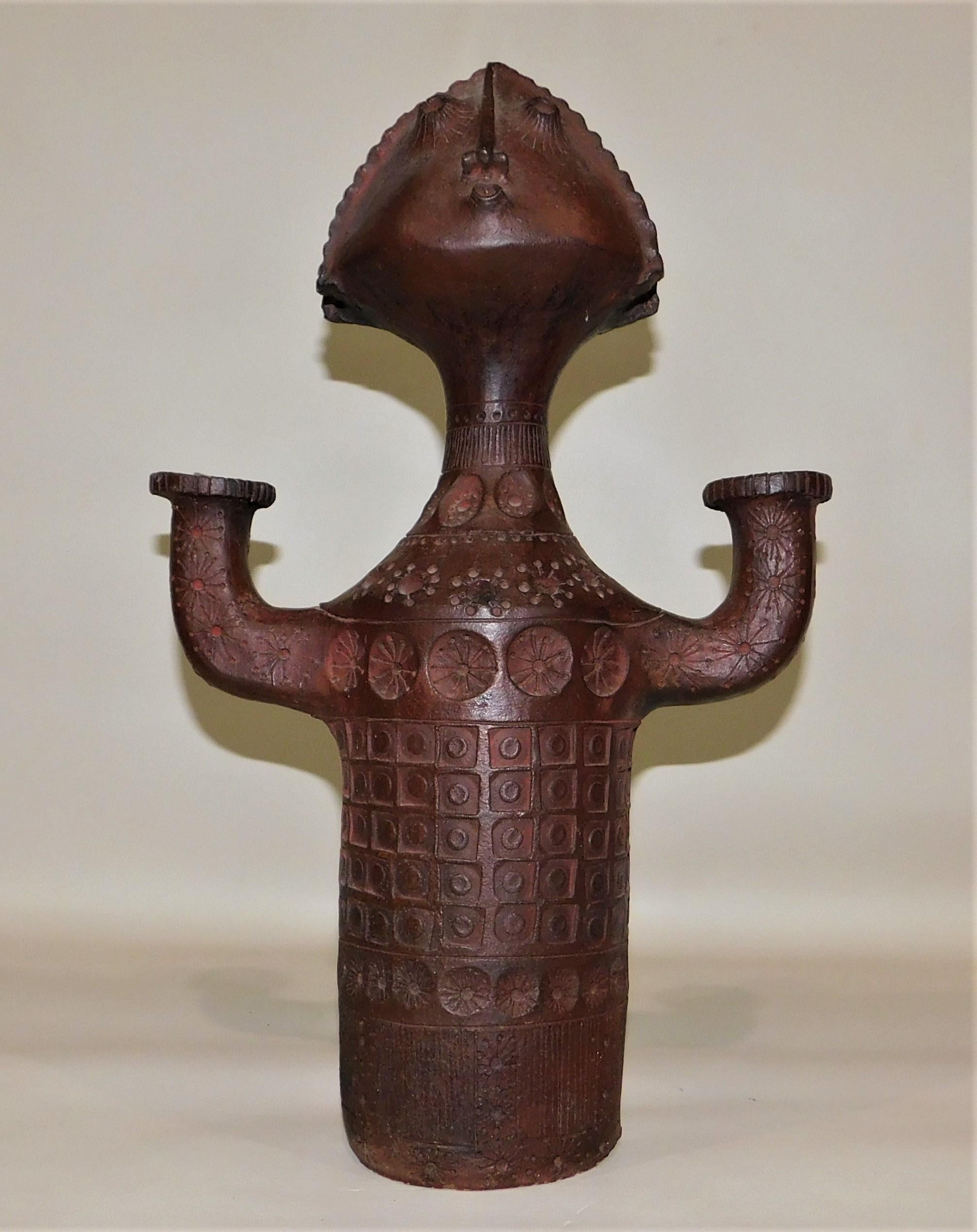 Inca Style Double Candlestick Holder For Sale 5