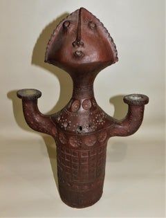 Inca Style Double Candlestick Holder