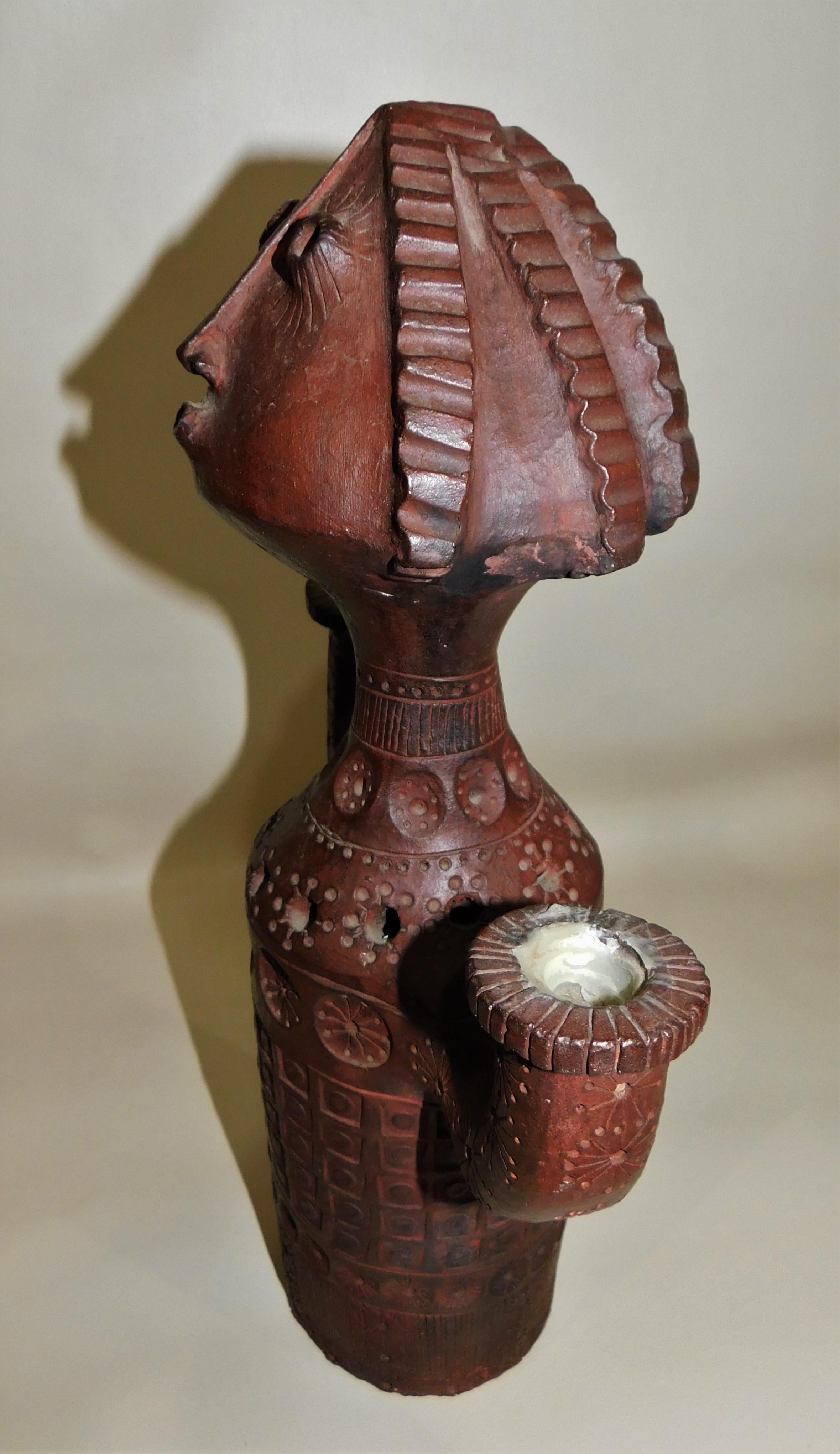 Inca Style Double Candlestick Holder In Good Condition For Sale In Hamilton, Ontario