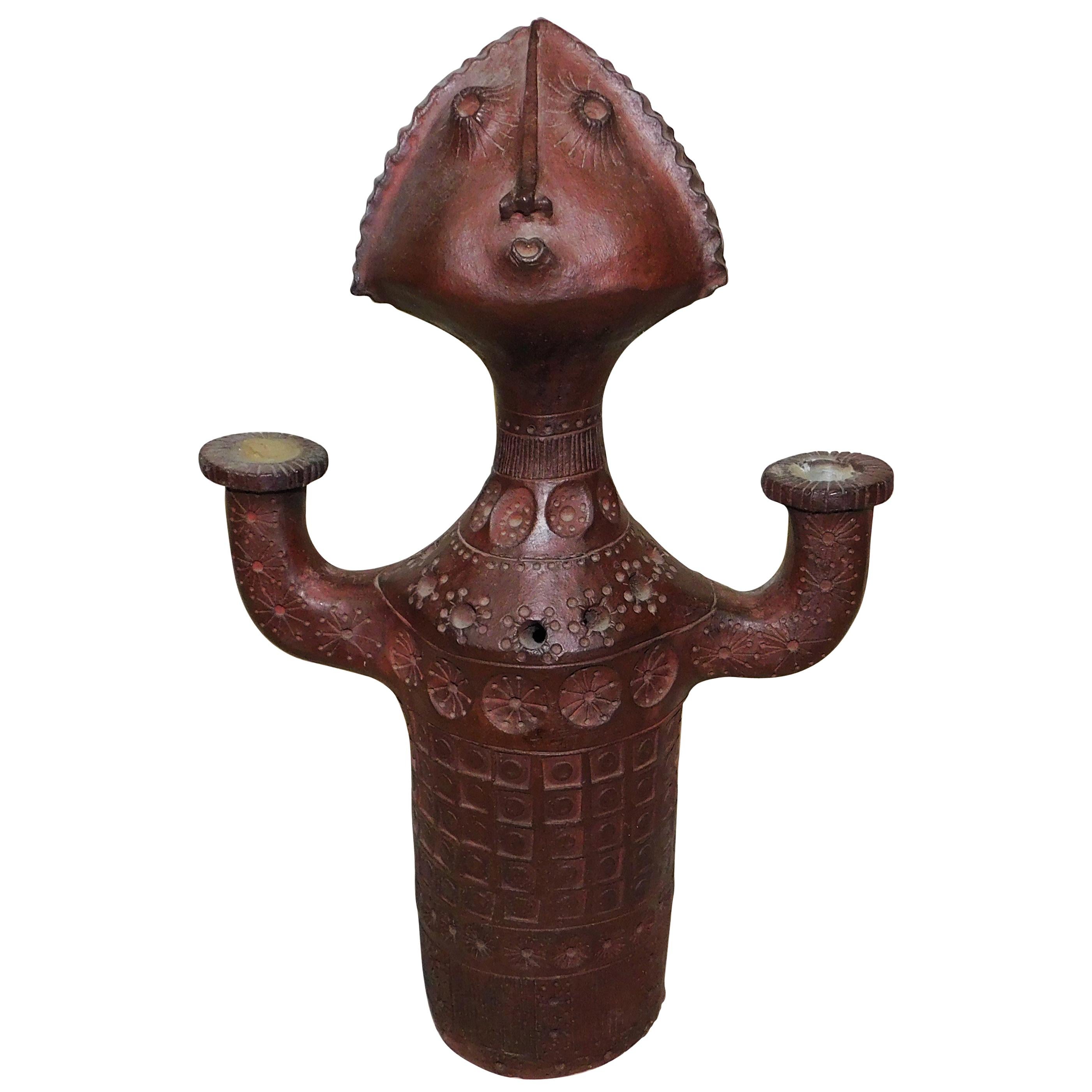Inca Style Double Candlestick Holder