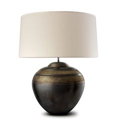 INCA. Table Lamp in Aged Brass Modern Art Deco Design Handmade Shade Included