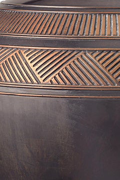 INCA, Table Lamp in Aged Copper Modern Art Deco Design Handmade Shade Inc