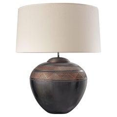 INCA, Table Lamp in Aged Copper Modern Art Deco Design Handmade Shade Inc