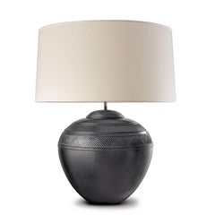 INCA. Table Lamp in Graphite, Contemporary Art Deco Design Handmade. Shade inclu