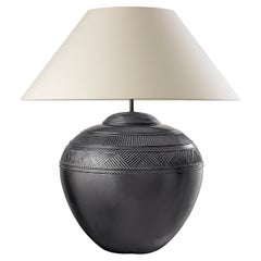 INCA. Table Lamp in Graphite, Contemporary Art Deco Design Handmade. Shade inclu