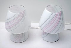 "Incamiciato" Pair of Murano Glass Modern Mushroom Table Lamps, 1980s