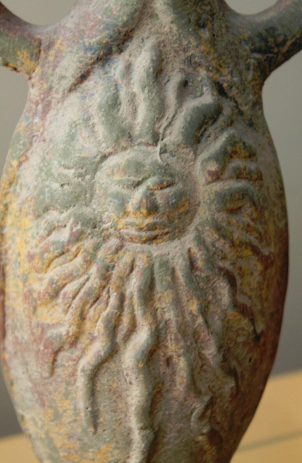Précolombien Vaisseau du dieu soleil inca. Terracotta Inti Pre-Columbian Historic Art Sculpture Pérou en vente