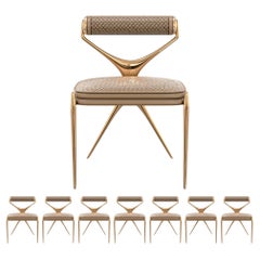 "Incandescenza" Chair, Set of Eight, Bronze, Woven Leather, TailorMade, Istanbul