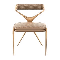 Silla "Incandescenza", de bronce y cuero tejido, hecha a medida, Estambul