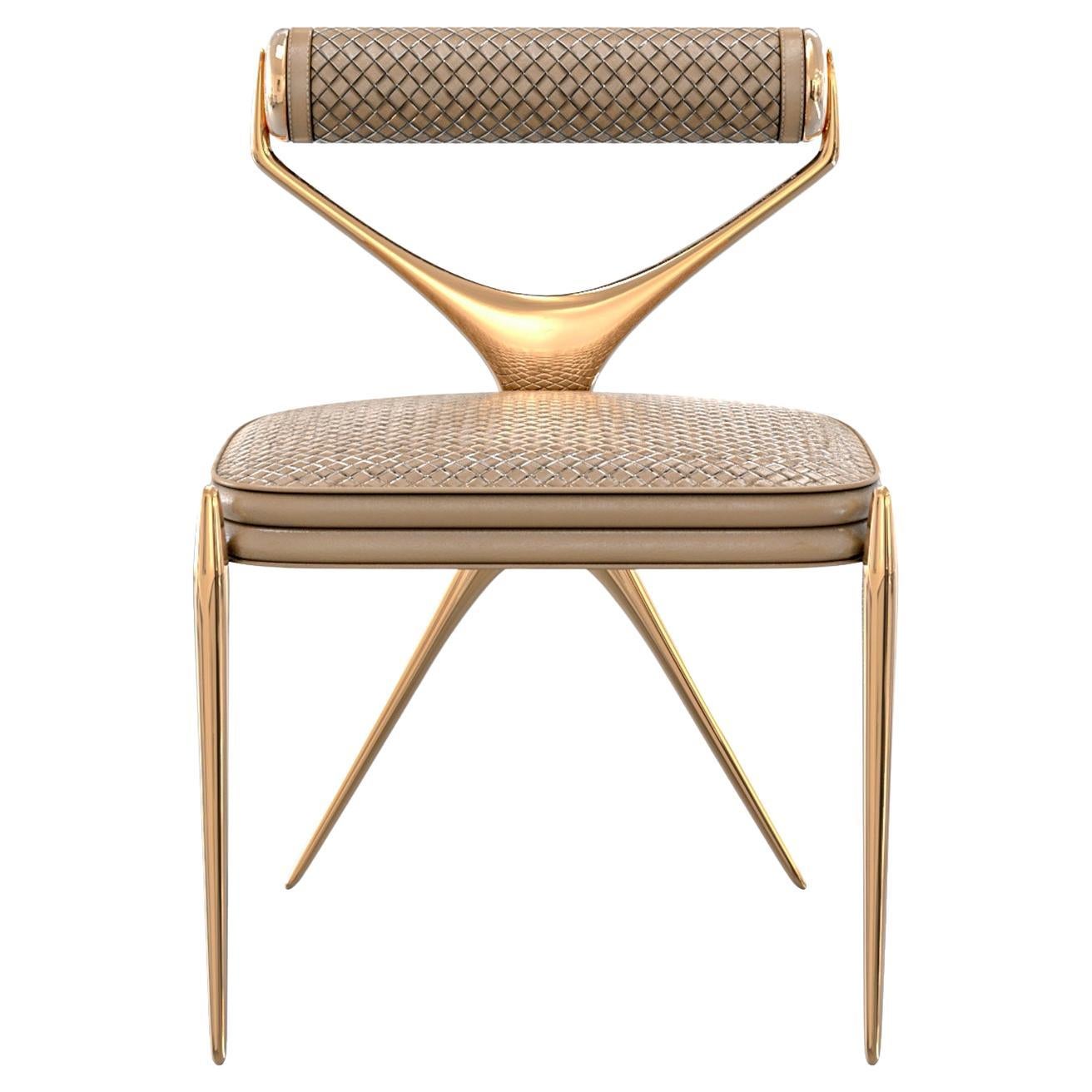 "Incandescenza" Chair, with Bronze & Woven Leather, Tailor Made, Istanbul