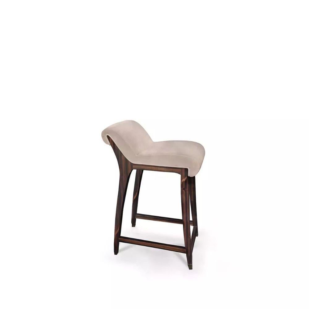 Enticing simplicity is exemplified in this fluid and gracious bar stool. Chartreuse rippled fabric combine with the rich ebony veneer complete a stunning masterpiece.

As Shown
Upholstery: Lux Velvet Dove 0043 from the KOKET Textiles