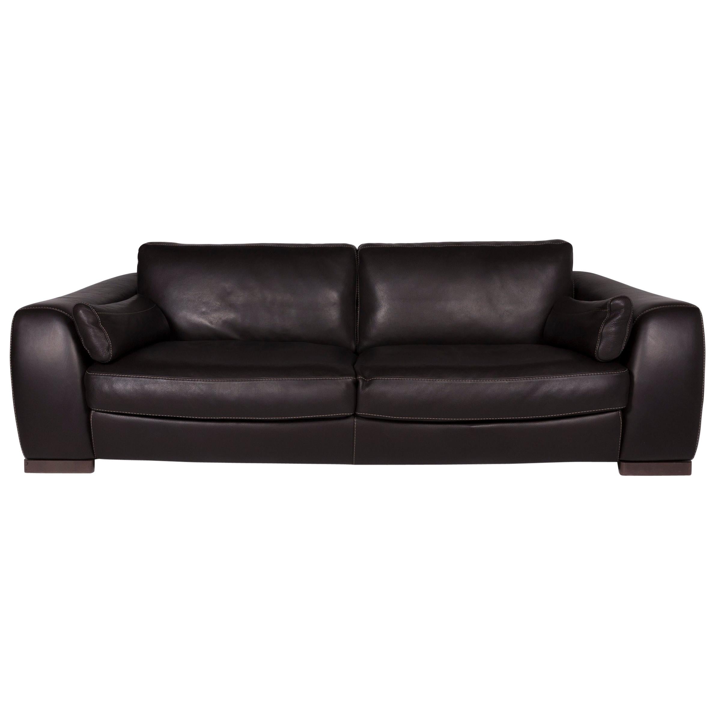 Incanto Leather Sofa Brown Three-Seat For Sale