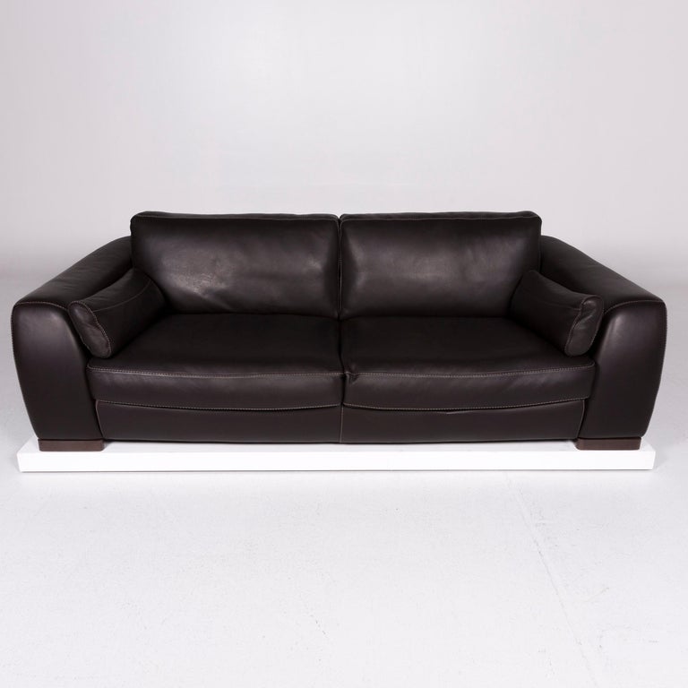Incanto Leather Sofa Brown Three-Seat For Sale at 1stDibs
