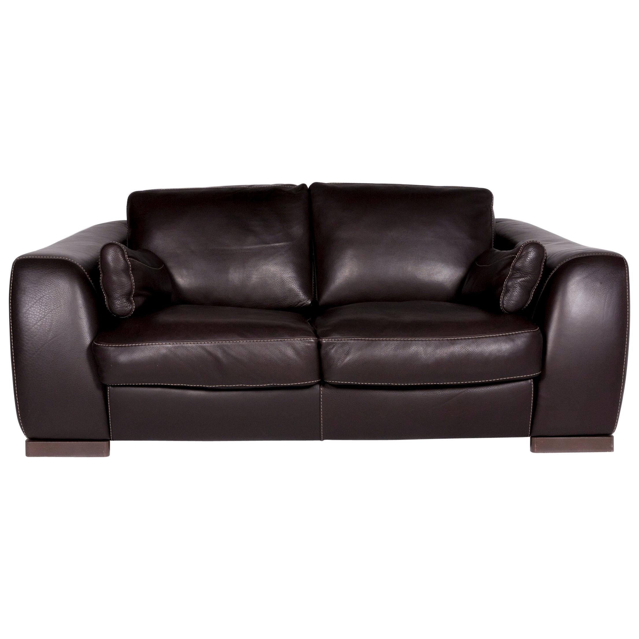 Incanto Leather Sofa Brown Two-Seat For Sale