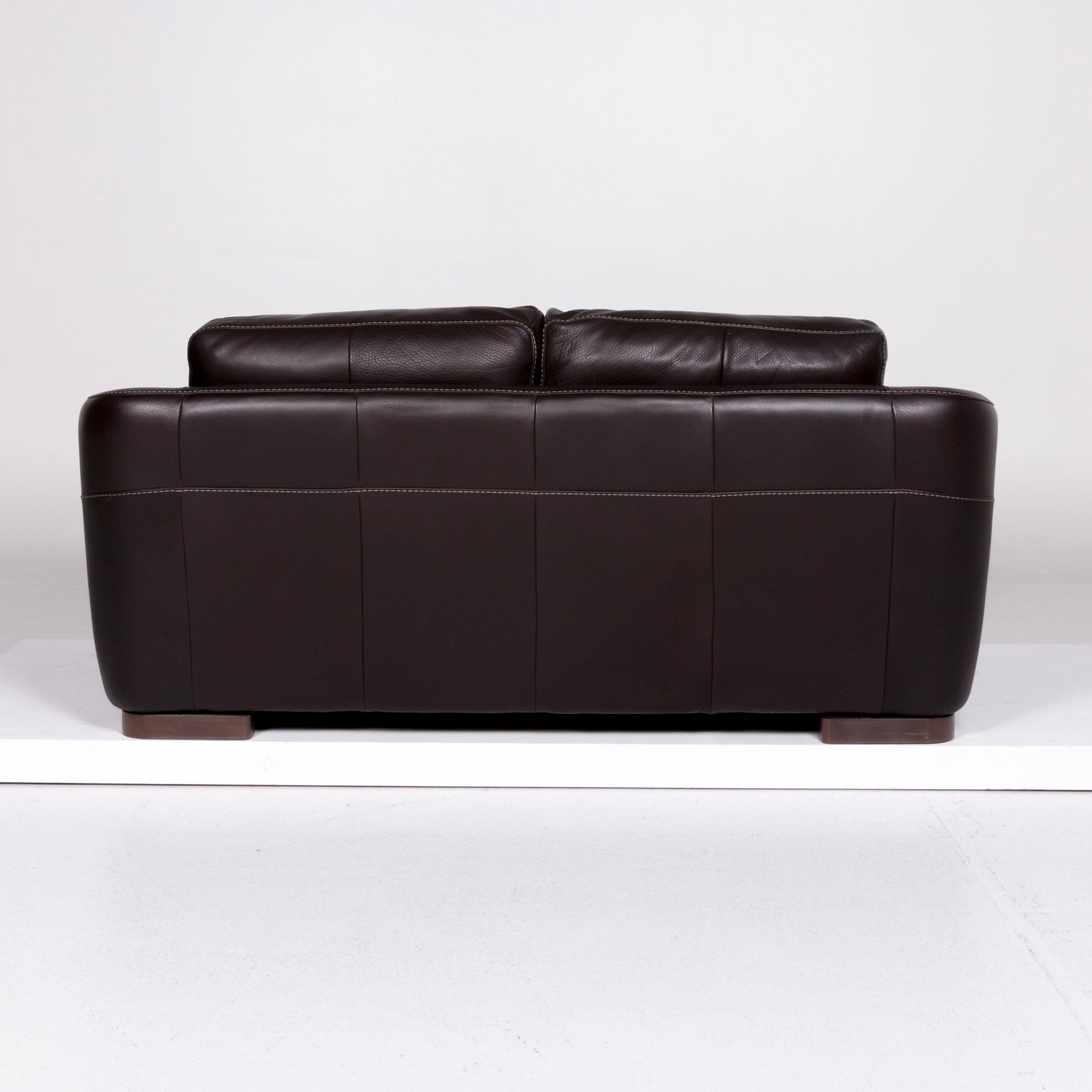 Italian Incanto Leather Sofa Brown Two-Seat For Sale