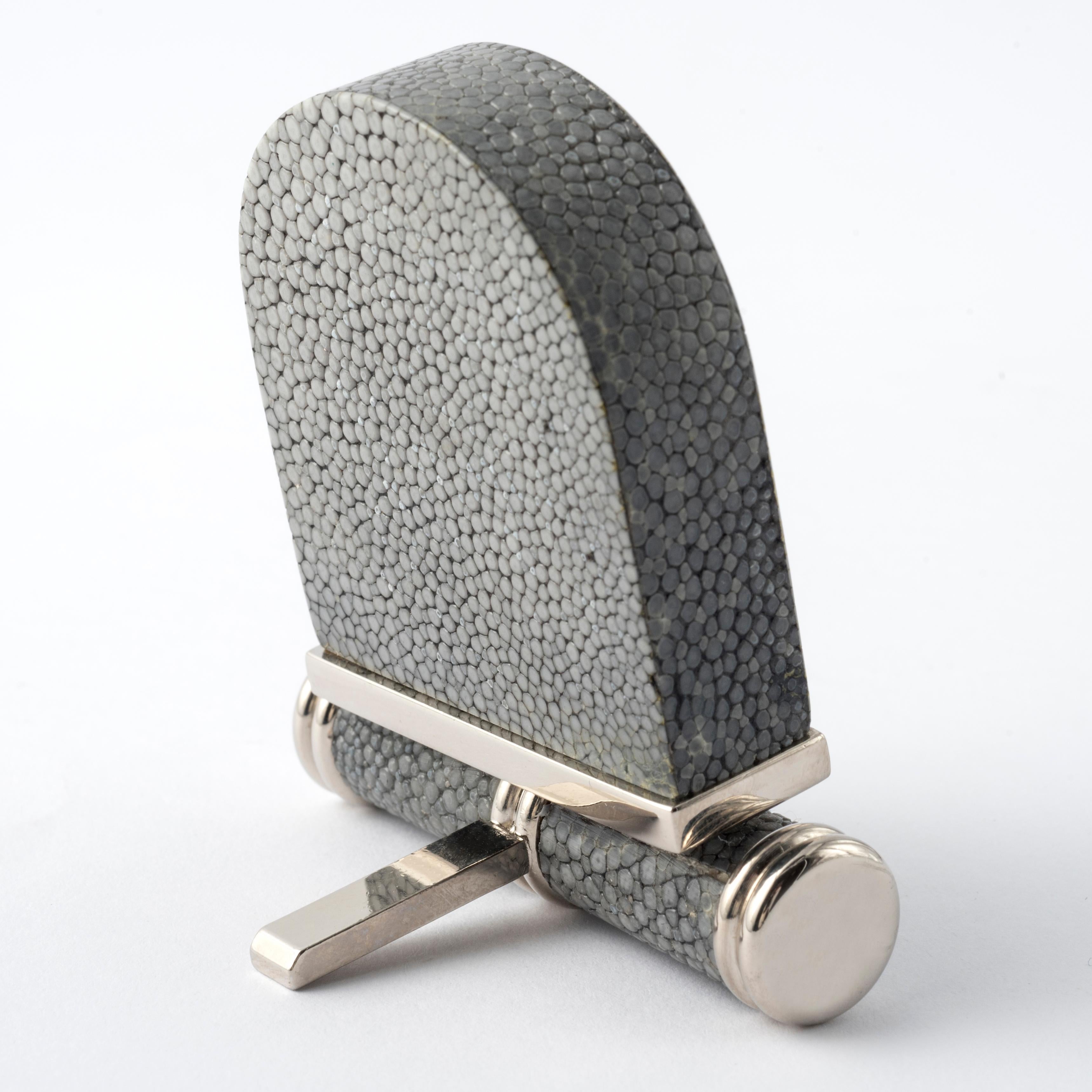 Italian INCANTO - Shagreen leather desk clock For Sale