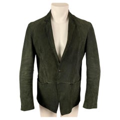 INCARNATION Size M Forest Green Suede Contrast Stitch Leather Jacket