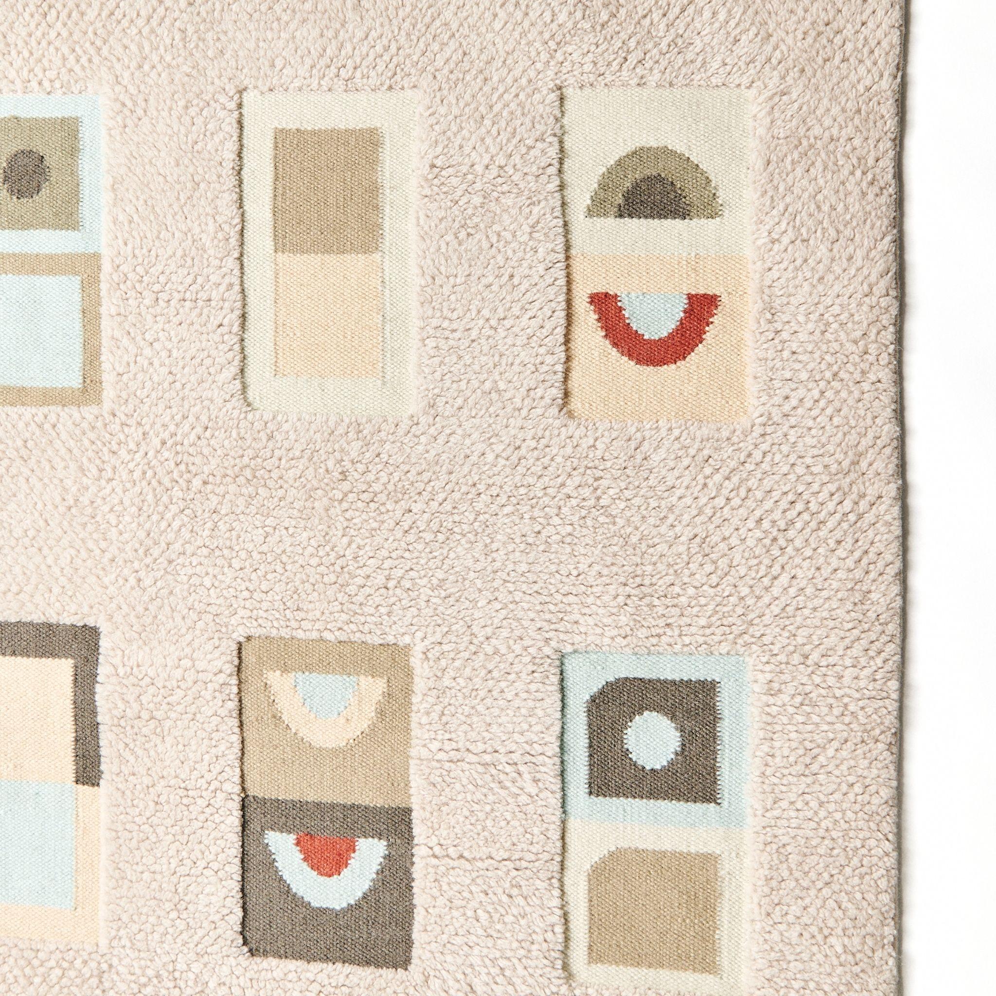 Noué à la main Incense Plush Merino Tapis à motifs géométriques noué à la main par un artisan durable en vente