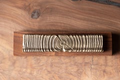 Incense Holder Modern Walnut Wood and Bronze Casting with Bright Finish