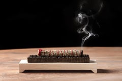 Incense Holder Modern White Wood and Antiqued Bronze Casting by Alabama Sawyer