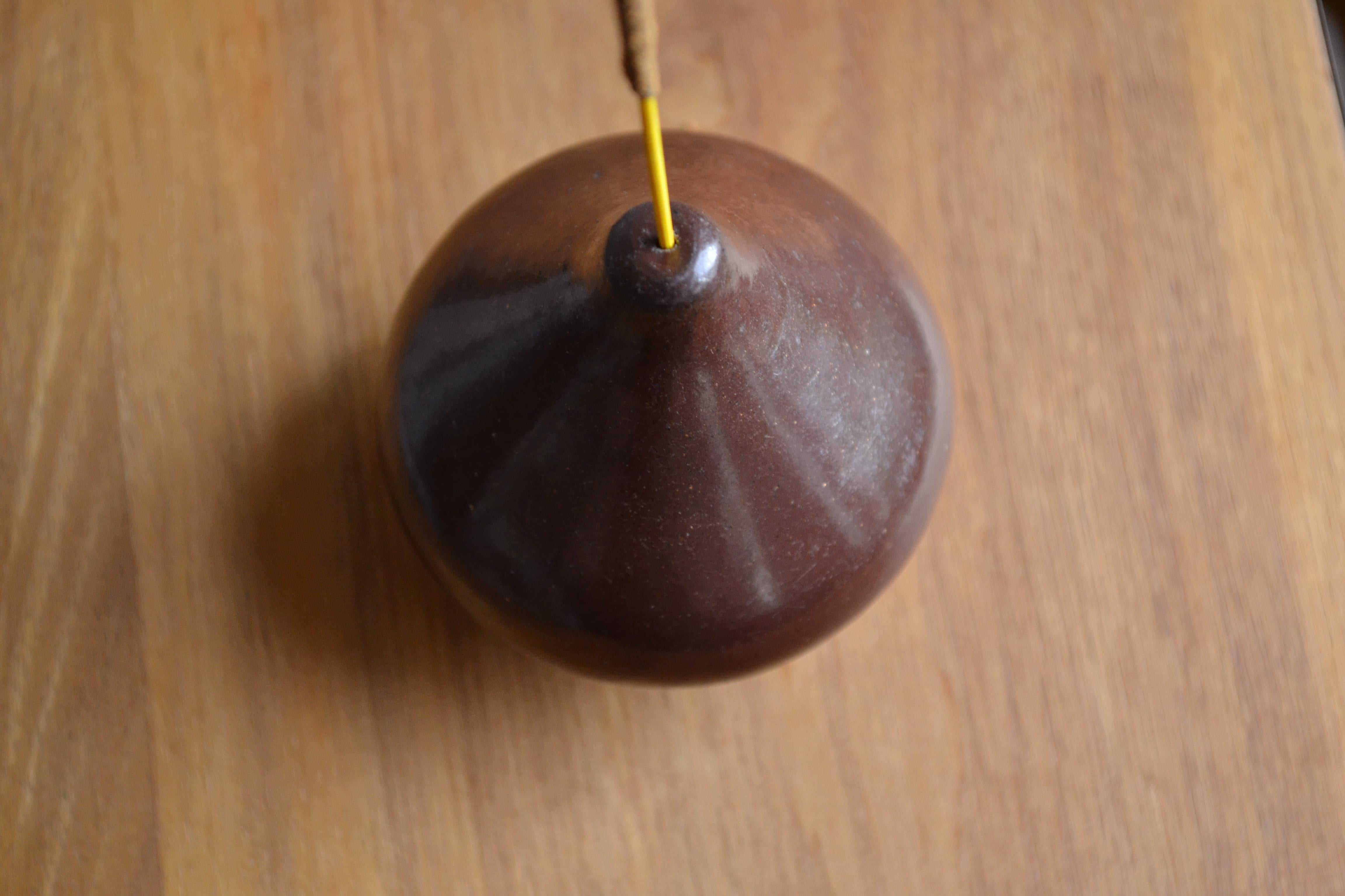 Fired Incense Holder Natural Beeswax Finish Handmade Burnished Clay from Oaxaca Pera  For Sale