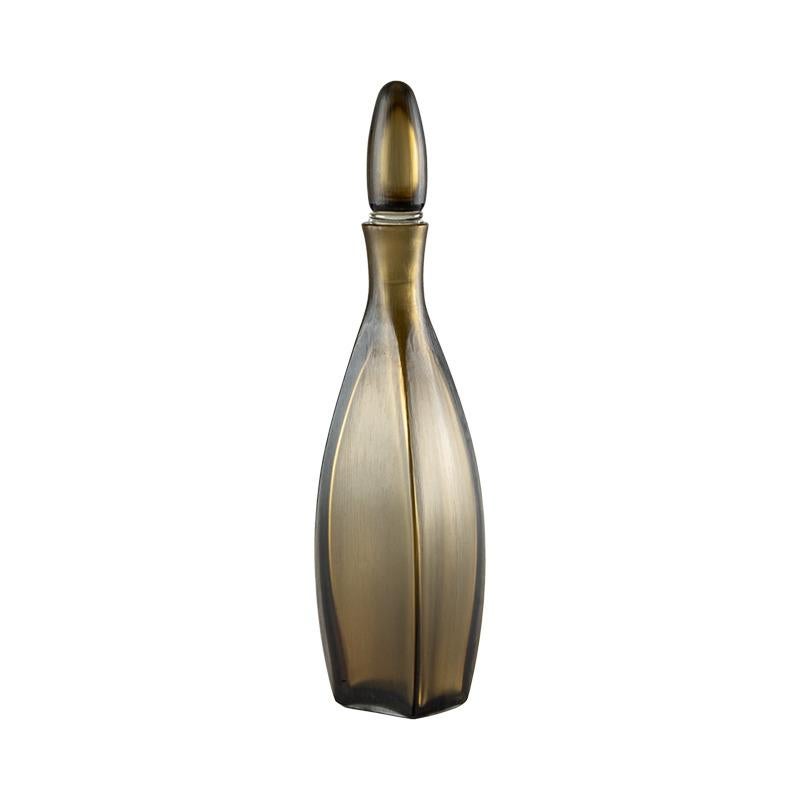 Glasflasche aus Bronze von Venini mit Schildpatt