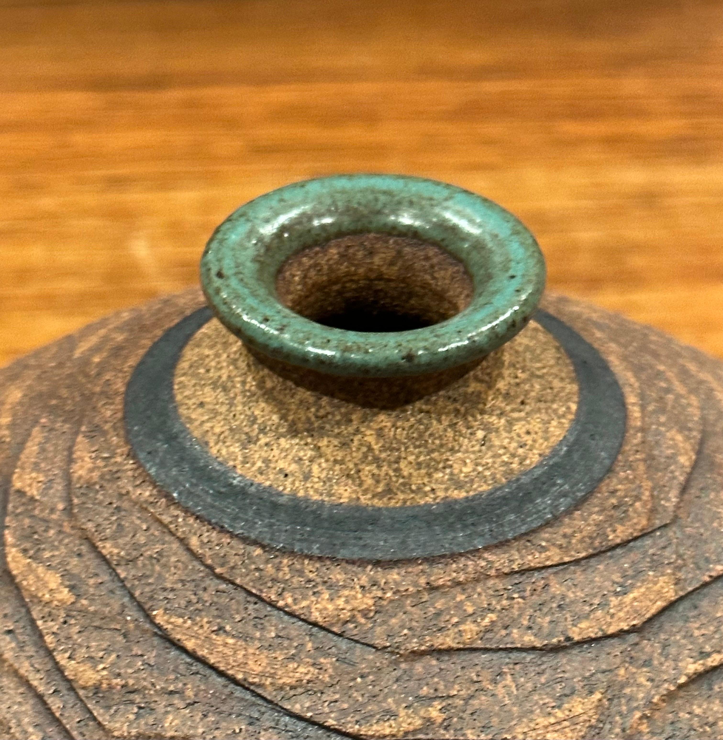 Incised California Studio Pottery Stoneware Weed Pot / Vase by Steve Dominguez 5