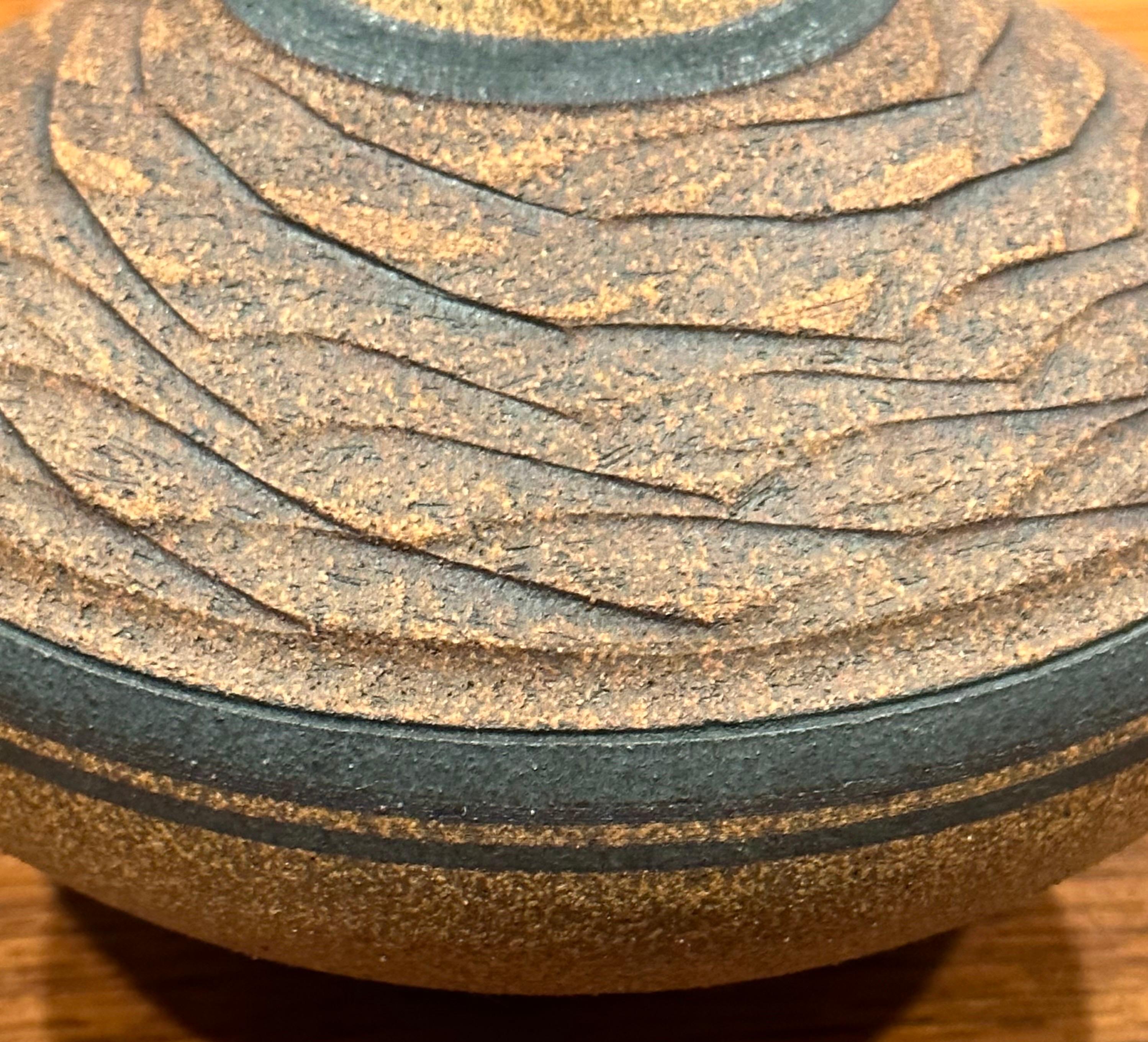 Incised California Studio Pottery Stoneware Weed Pot / Vase by Steve Dominguez 6