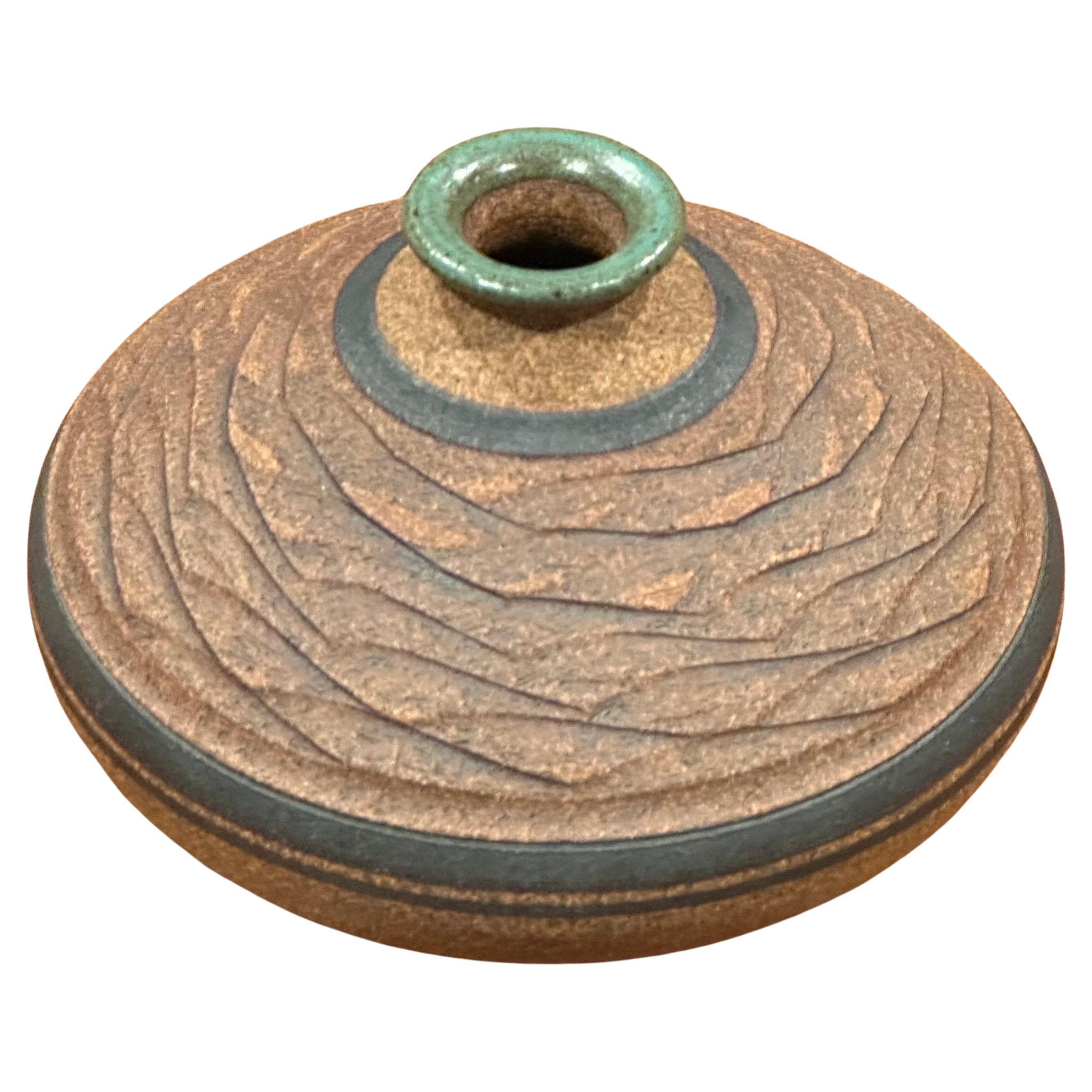 Incised California Studio Pottery Stoneware Weed Pot / Vase by Steve Dominguez 9