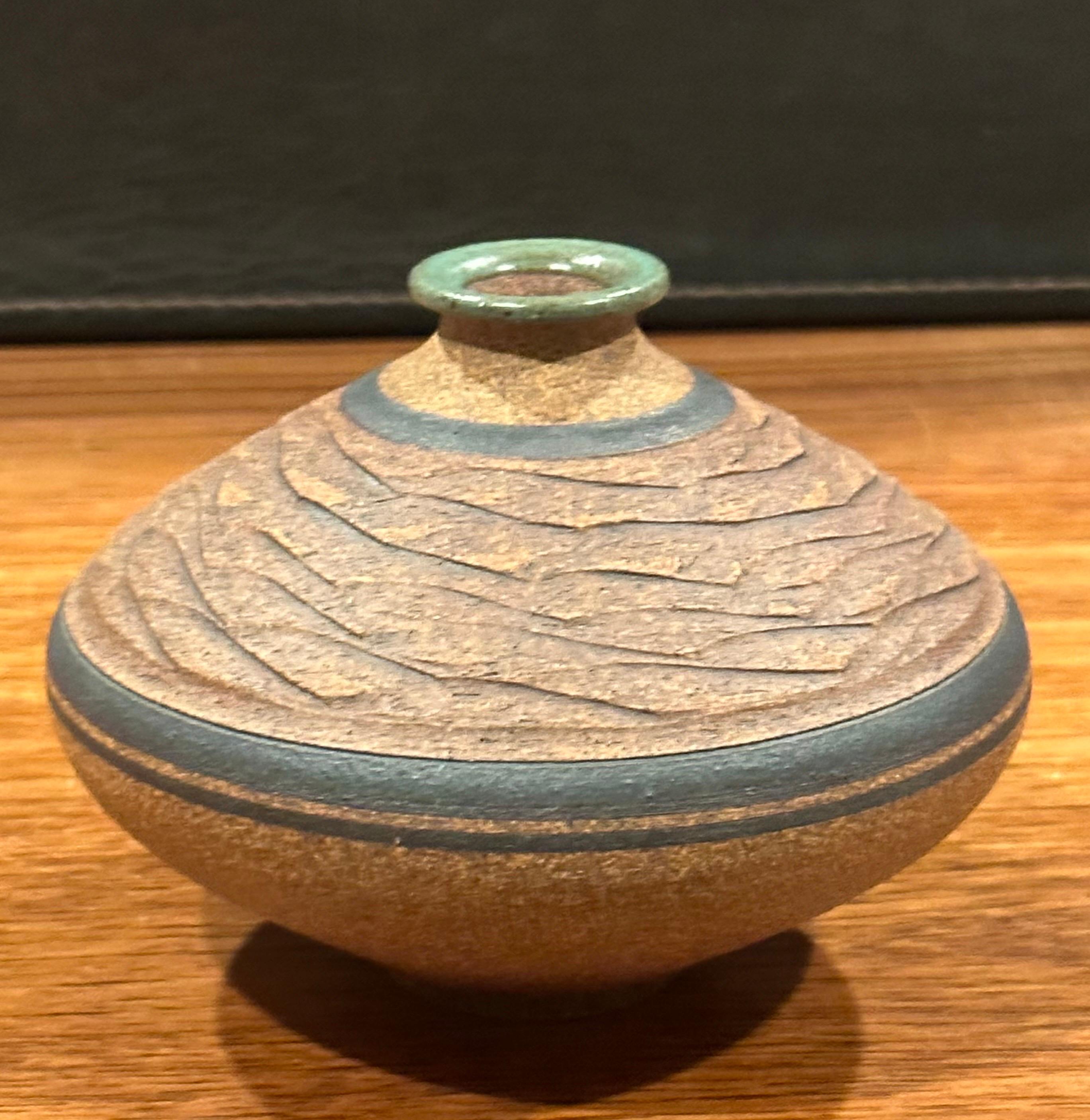 Incised California Studio Pottery Stoneware Weed Pot / Vase by Steve Dominguez 3